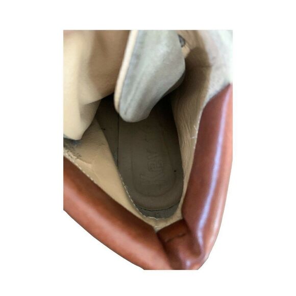 key te womens gray Brown Black taupe ankle wedge Leather booties boots 8.5 Italy - Picture 6 of 6